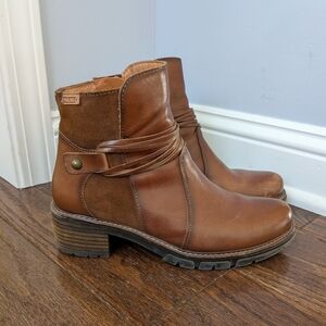 Pikolinos Women's Brown Leather San Sebastian Strap Ankle Boots Boho Festival 38